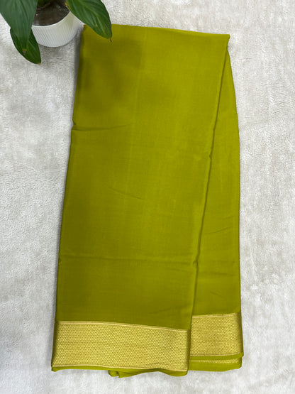pure crepe mysore silk In Green plain self Blouse- 16271502
