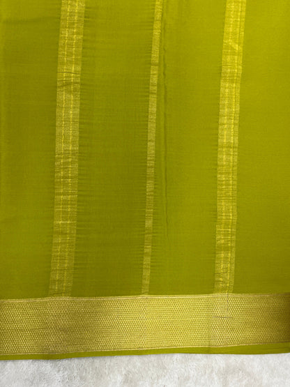 pure crepe mysore silk In Green plain self Blouse- 16271502