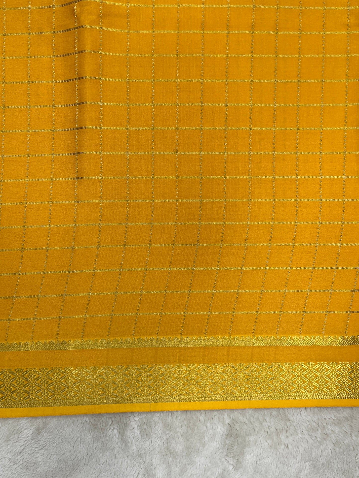 pure crepe mysore silk check cont In Yellow 16271507