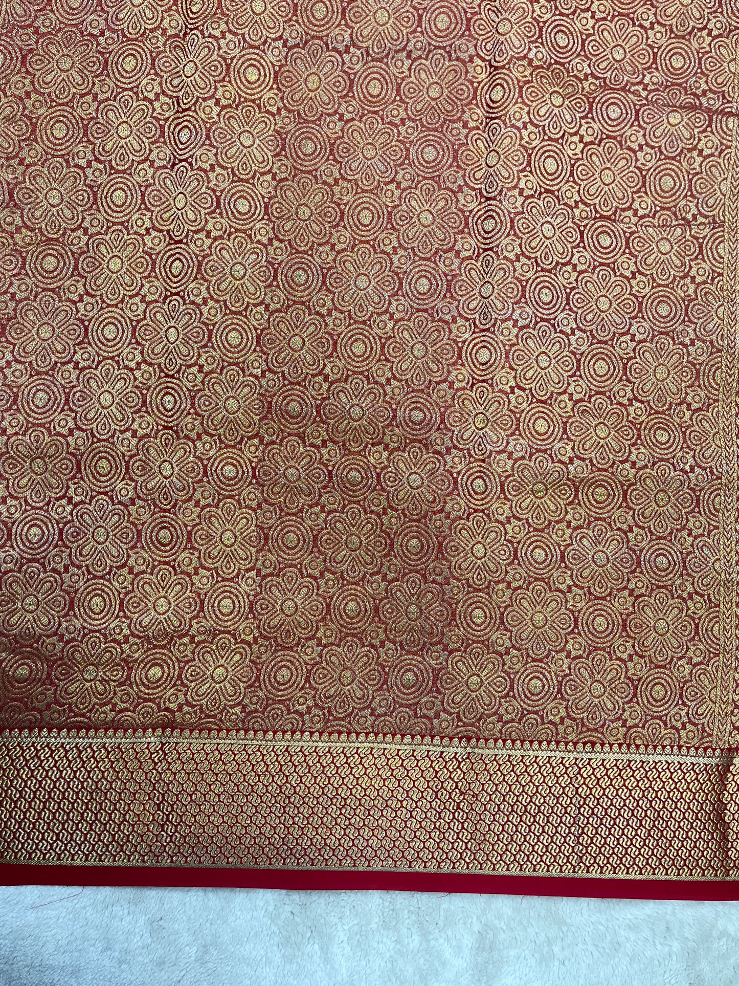 pure crepe mysore silk In Red Brocade With Self Blouse-16271503