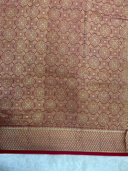 pure crepe mysore silk In Red Brocade With Self Blouse-16271503