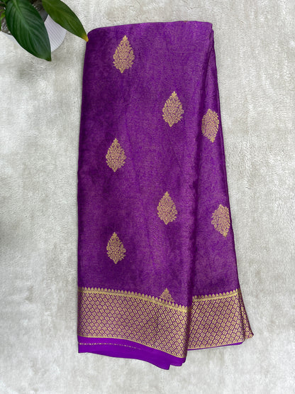 pure crepe mysore silk In Purple Brocade With Self Blouse -16271503