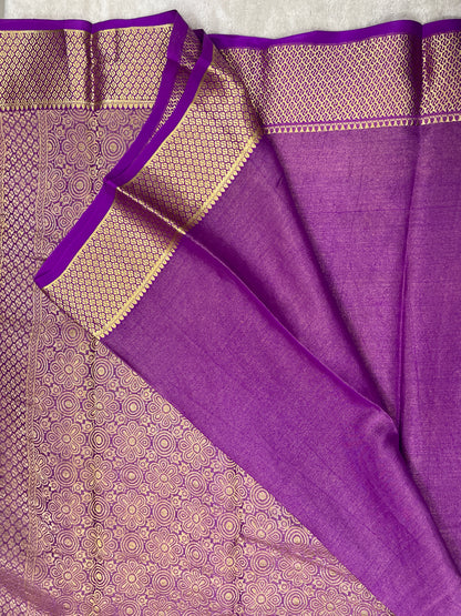 pure crepe mysore silk In Purple Brocade With Self Blouse -16271503