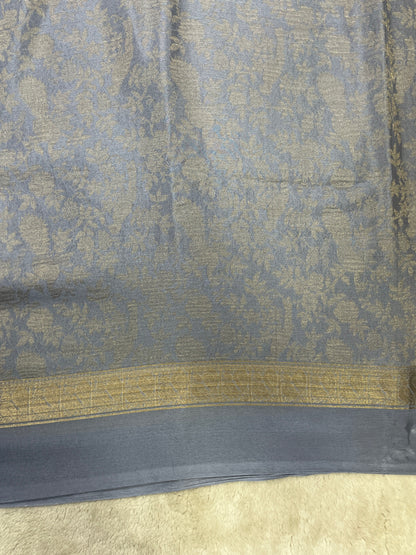 pure crepe mysore silk Grey Brocade With Self Blouse -1145309