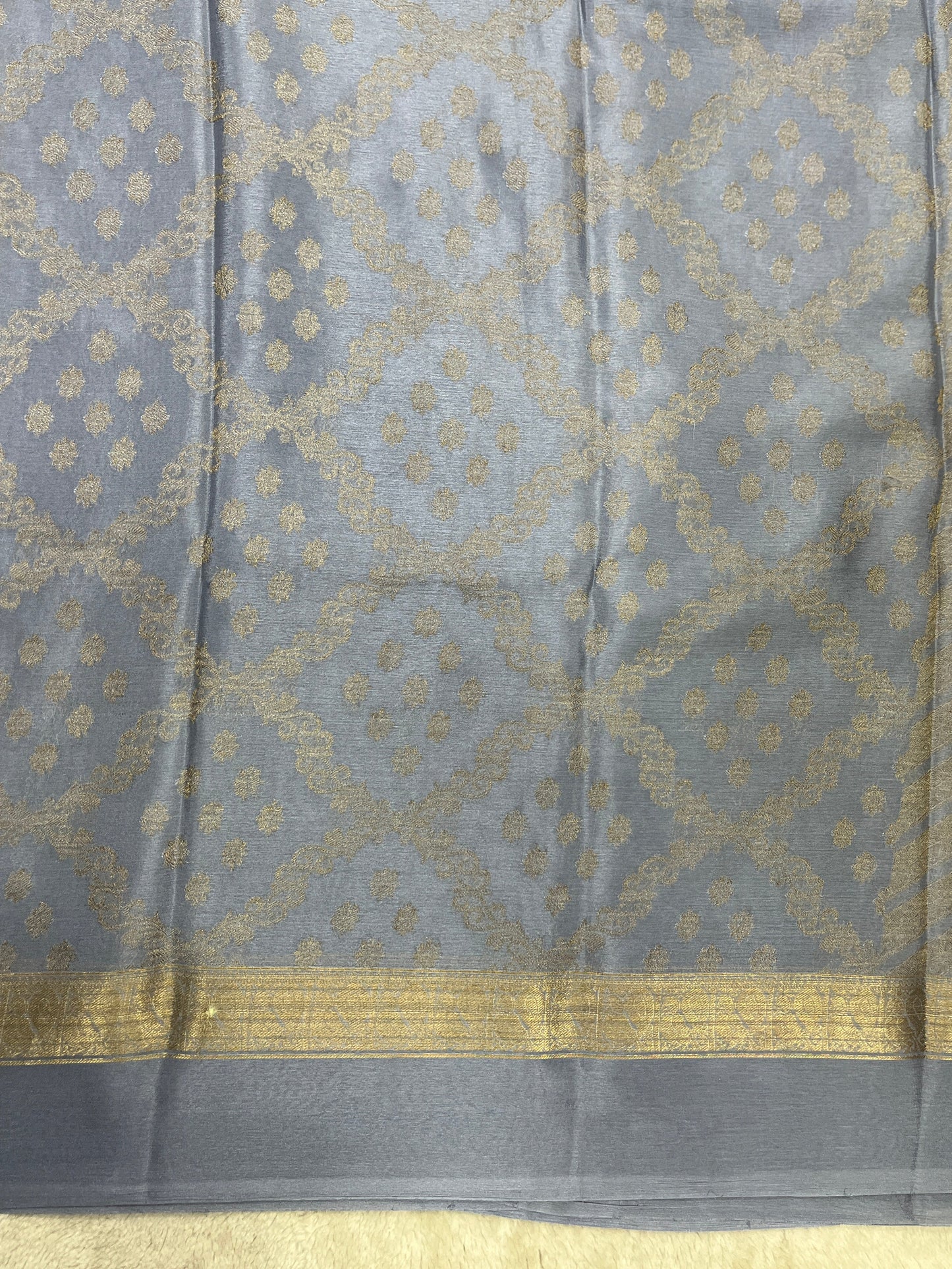 pure crepe mysore silk Grey Brocade With Self Blouse -1145309