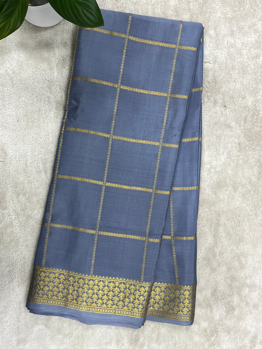 Pure Crepe Mysore Silk Saree in shaded checks - 1145313