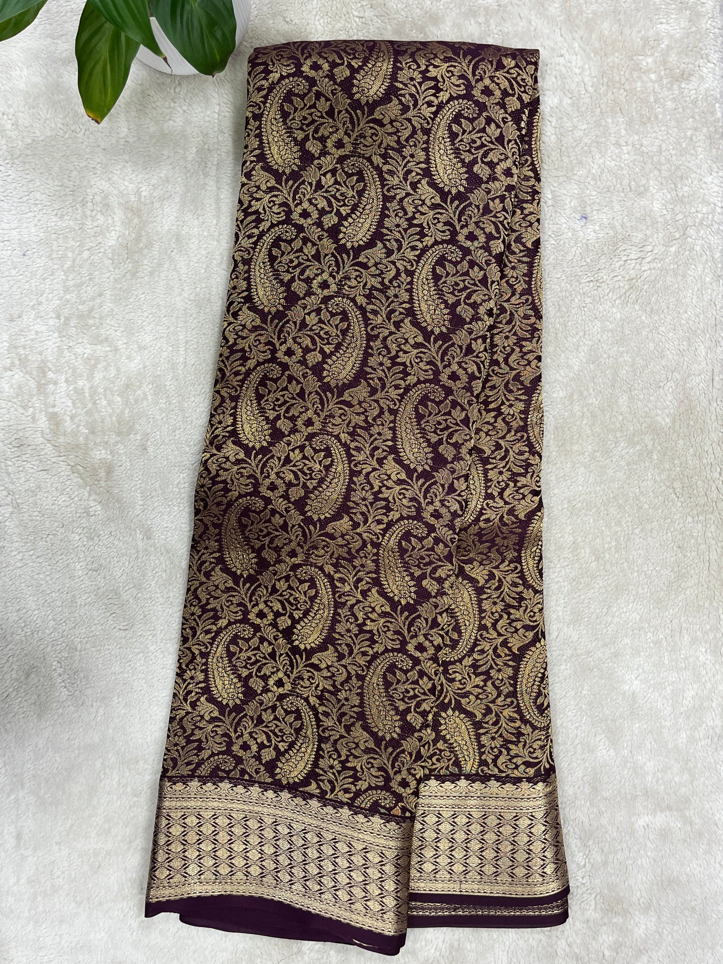 Pure Crepe Mysore Silk Saree in brocade pattern - 1145315