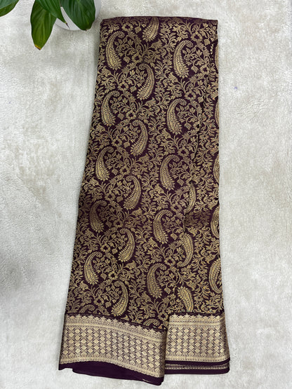 Pure Crepe Mysore Silk Saree in brocade pattern - 1145315