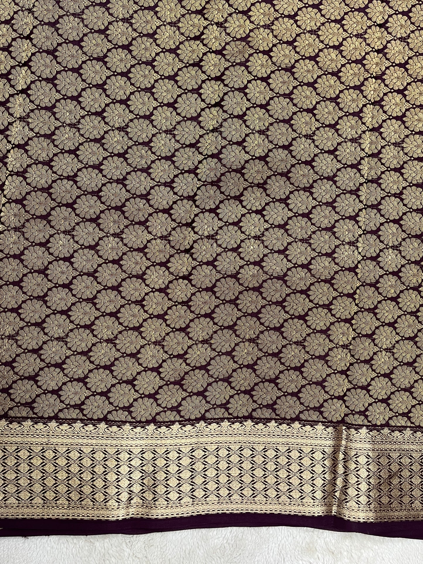 Pure Crepe Mysore Silk Saree in brocade pattern - 1145315