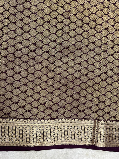 Pure Crepe Mysore Silk Saree in brocade pattern - 1145315