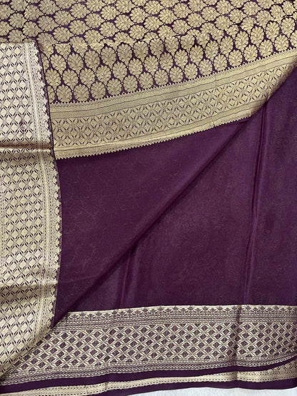 Pure Crepe Mysore Silk Saree in brocade pattern - 1145315