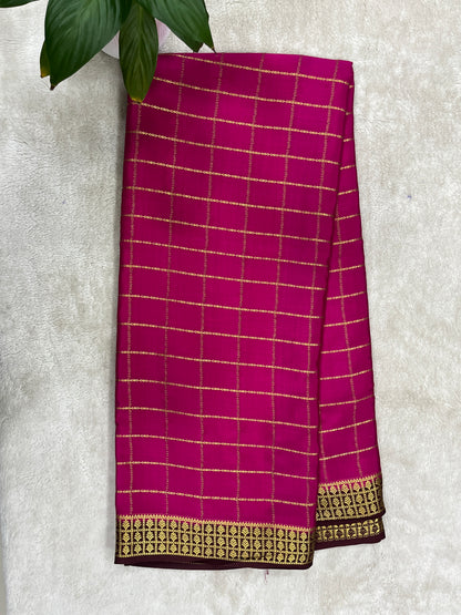 Pure Crepe Mysore Silk Saree in checks pattern - 1145317