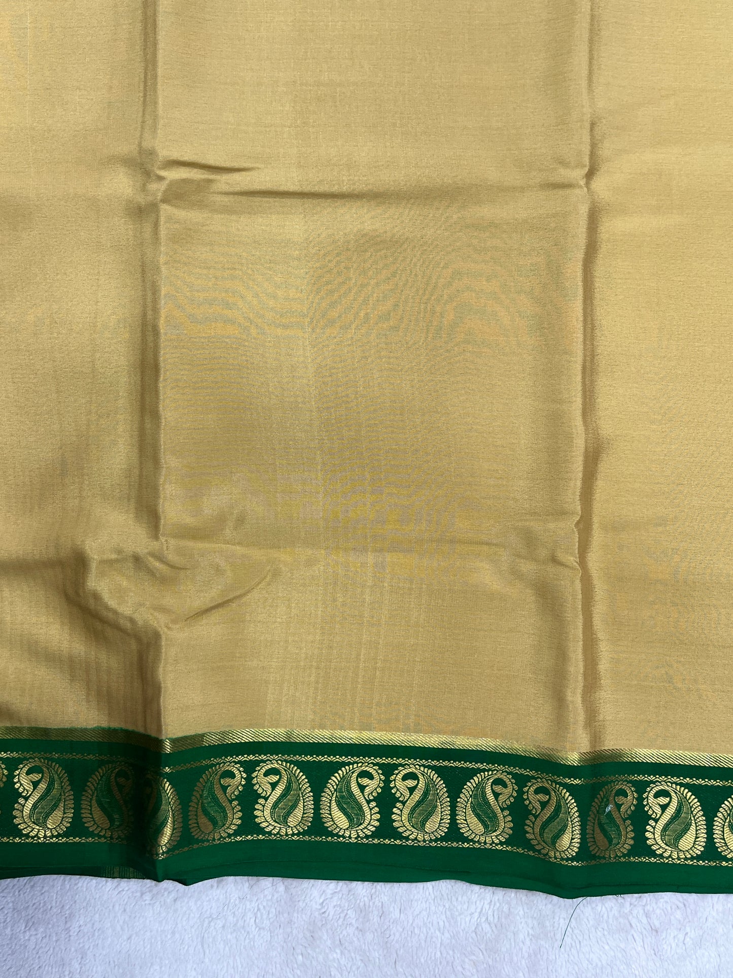 Pure Crepe Mysore Silk Saree in Mango Border - 1146001