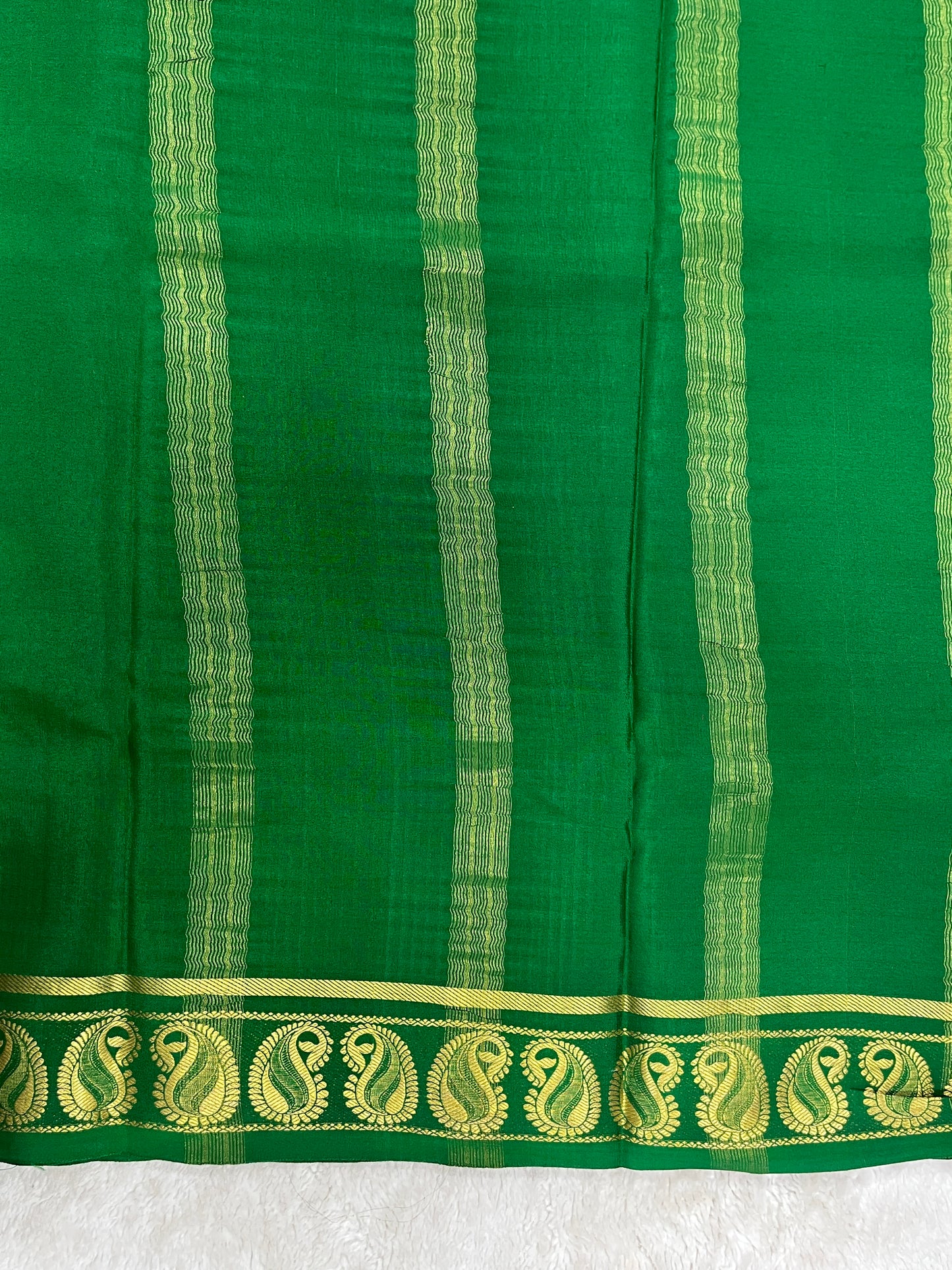 Pure Crepe Mysore Silk Saree in Mango Border - 1146001