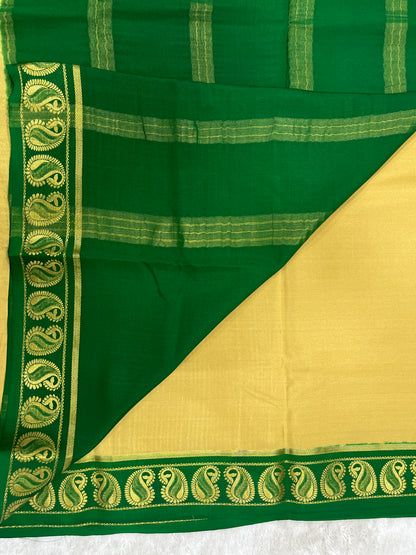 Pure Crepe Mysore Silk Saree in Mango Border - 1146001