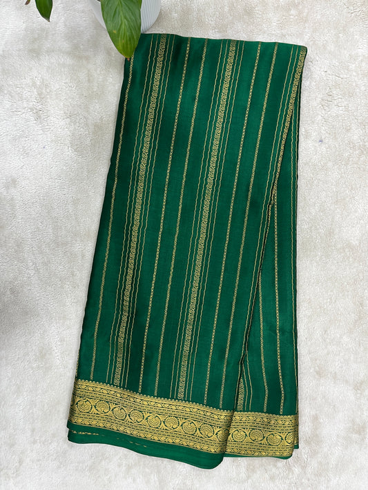 Pure Crepe Mysore Silk Saree in stripes pattern - 1145306