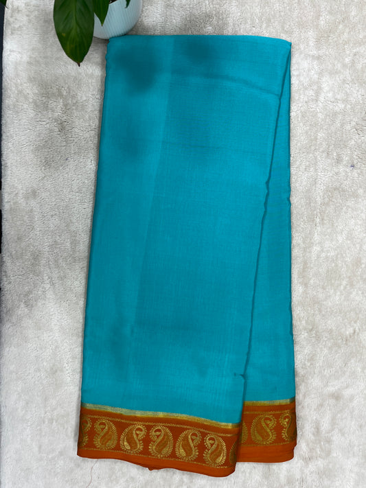 Pure Crepe Mysore Silk Saree in mango border - 1146001