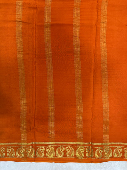 Pure Crepe Mysore Silk Saree in mango border - 1146001