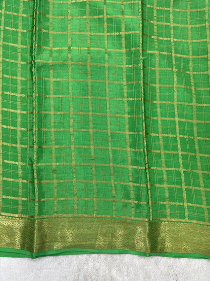 Pure Crepe Mysore Silk Saree in checks pattern - 1145305