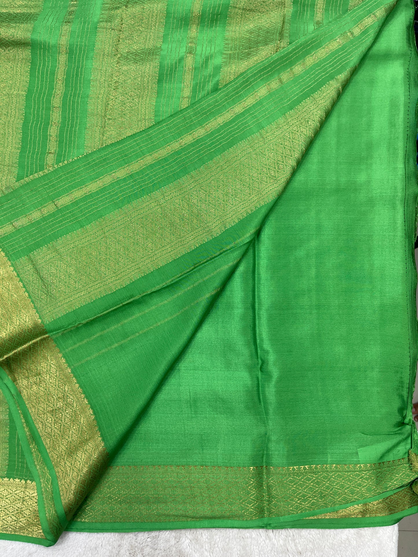 Pure Crepe Mysore Silk Saree in checks pattern - 1145305