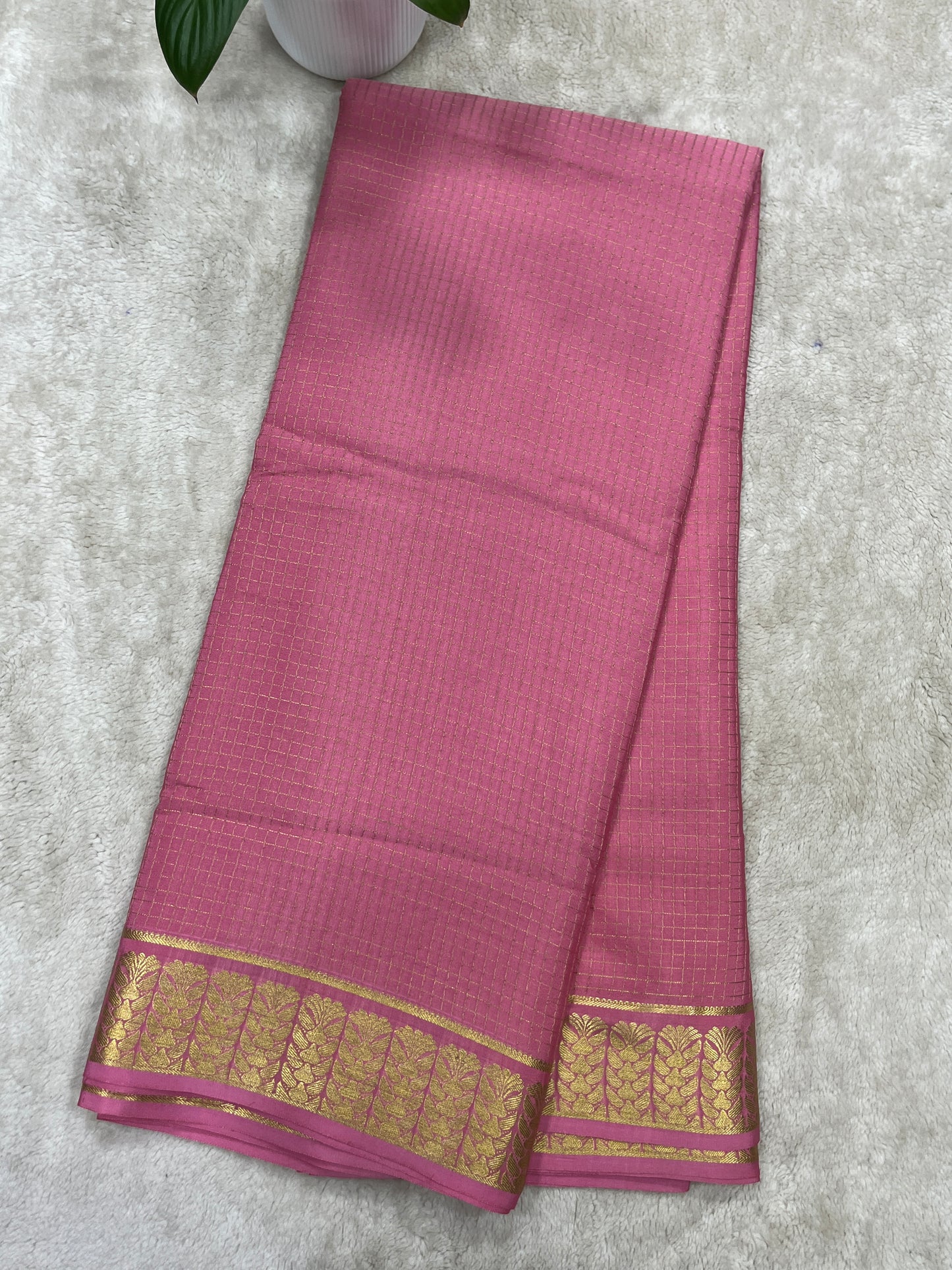 Pure Crepe Mysore Silk Saree in checks pattern - 1145314