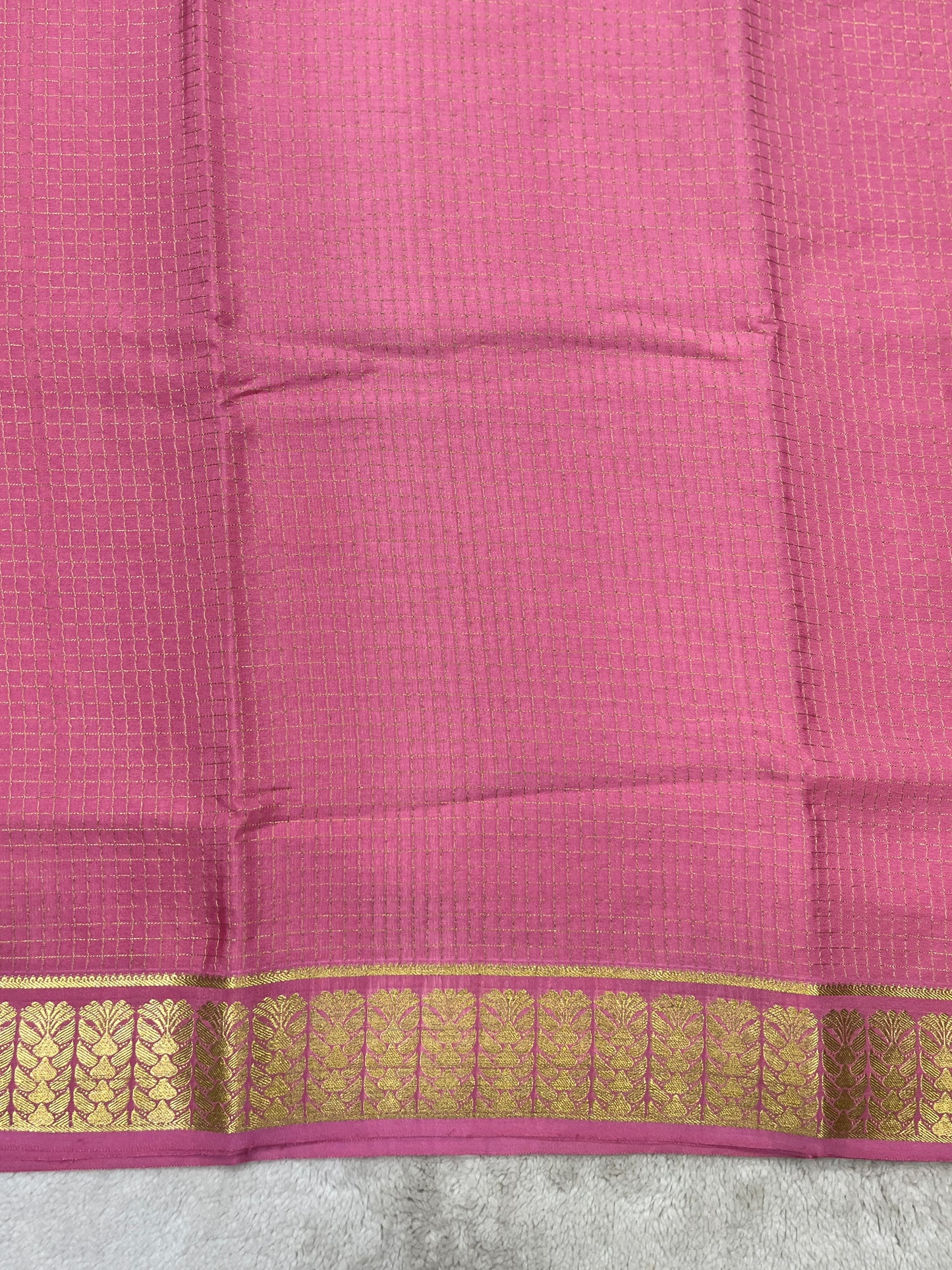 Pure Crepe Mysore Silk Saree in checks pattern - 1145314