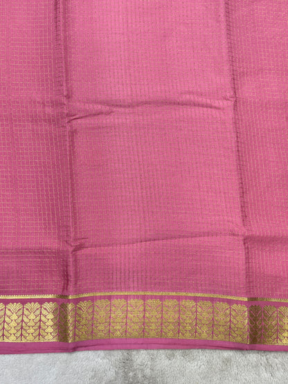 Pure Crepe Mysore Silk Saree in checks pattern - 1145314