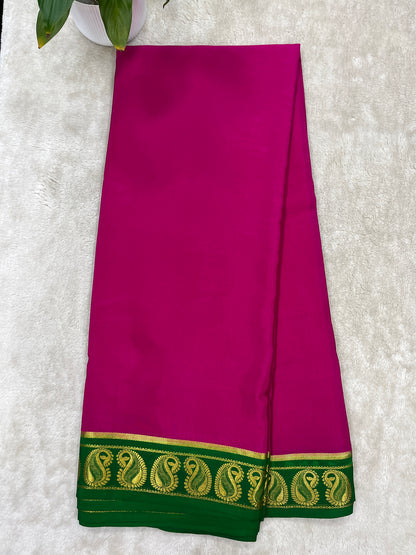 Pure Crepe Mysore Silk Saree in mango border - 1146001