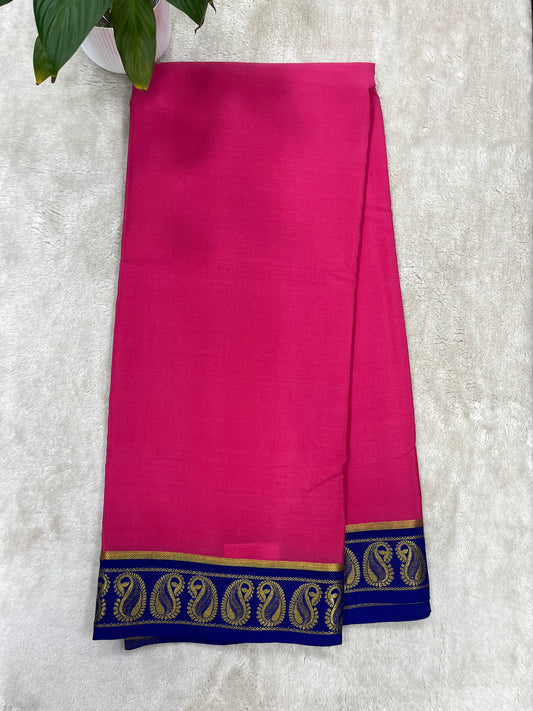 Pure Crepe Mysore Silk Saree in mango border - 1146001
