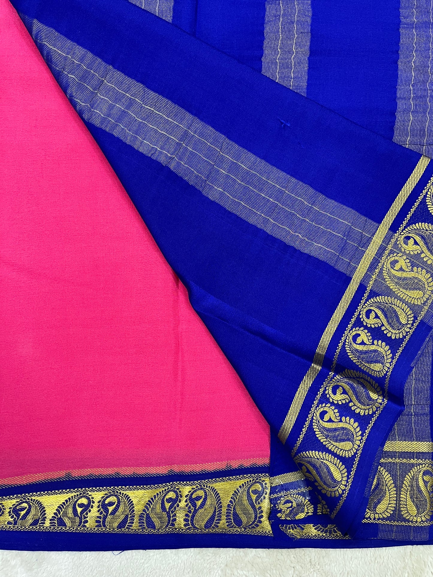 Pure Crepe Mysore Silk Saree in mango border - 1146001