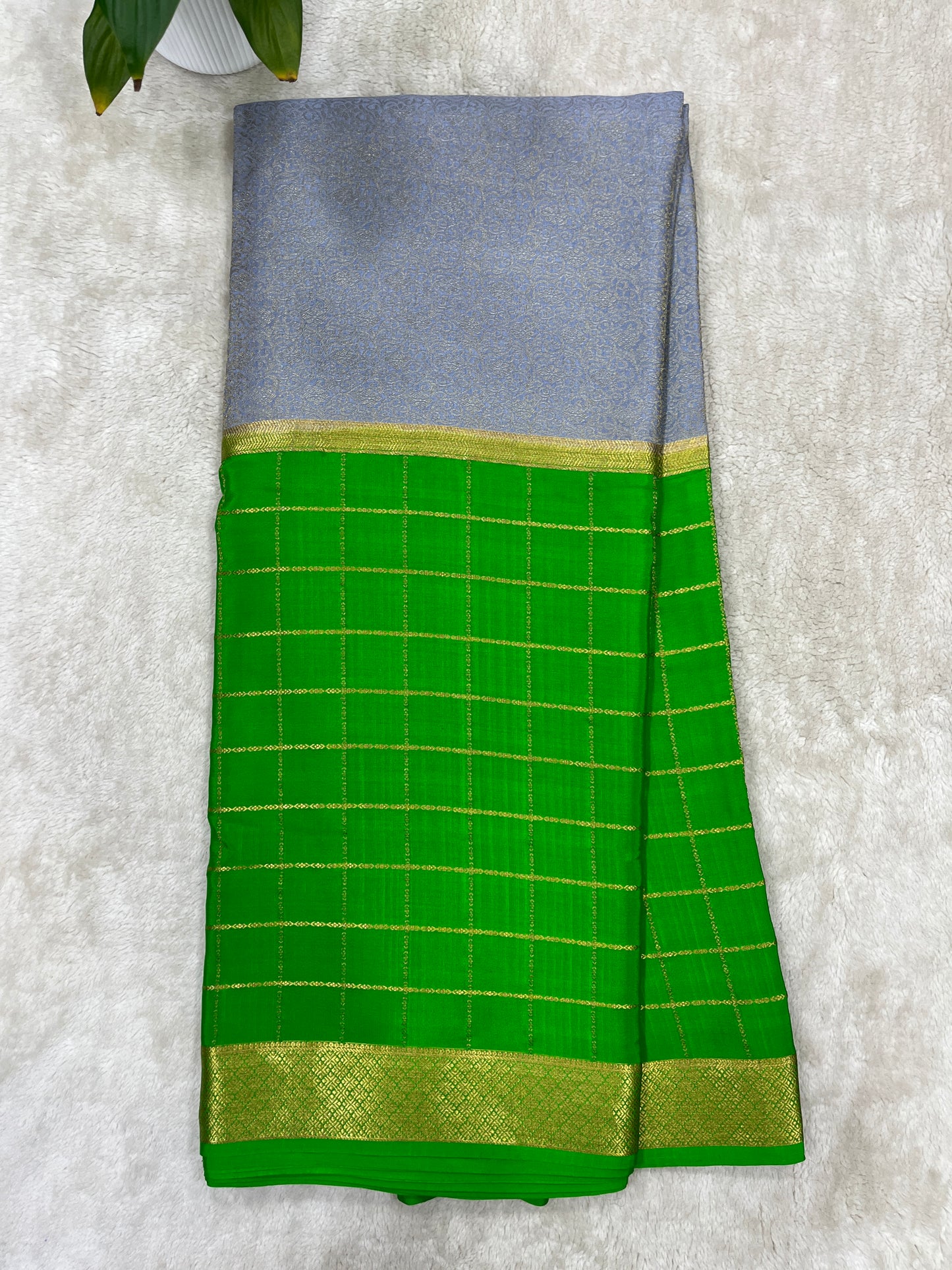 Pure Crepe Mysore Silk Saree brocade checks - 1145313