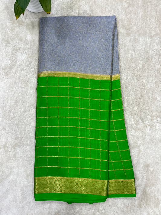 Pure Crepe Mysore Silk Saree brocade checks - 1145313