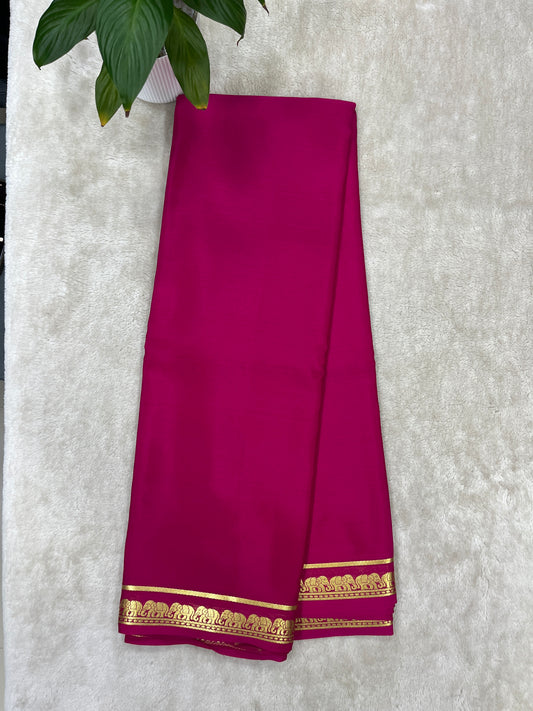 Pure Crepe Mysore Silk Saree in Elephant border - 1146006