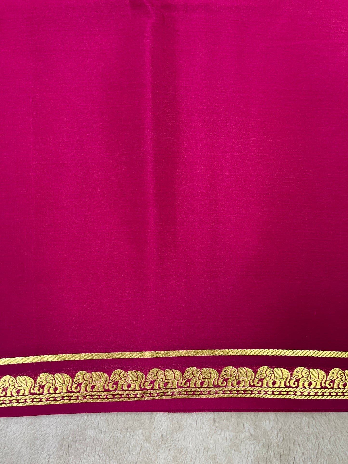 Pure Crepe Mysore Silk Saree in Elephant border - 1146006