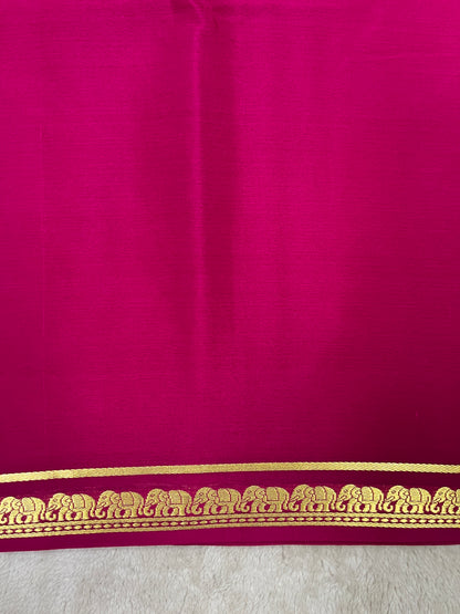 Pure Crepe Mysore Silk Saree in Elephant border - 1146006