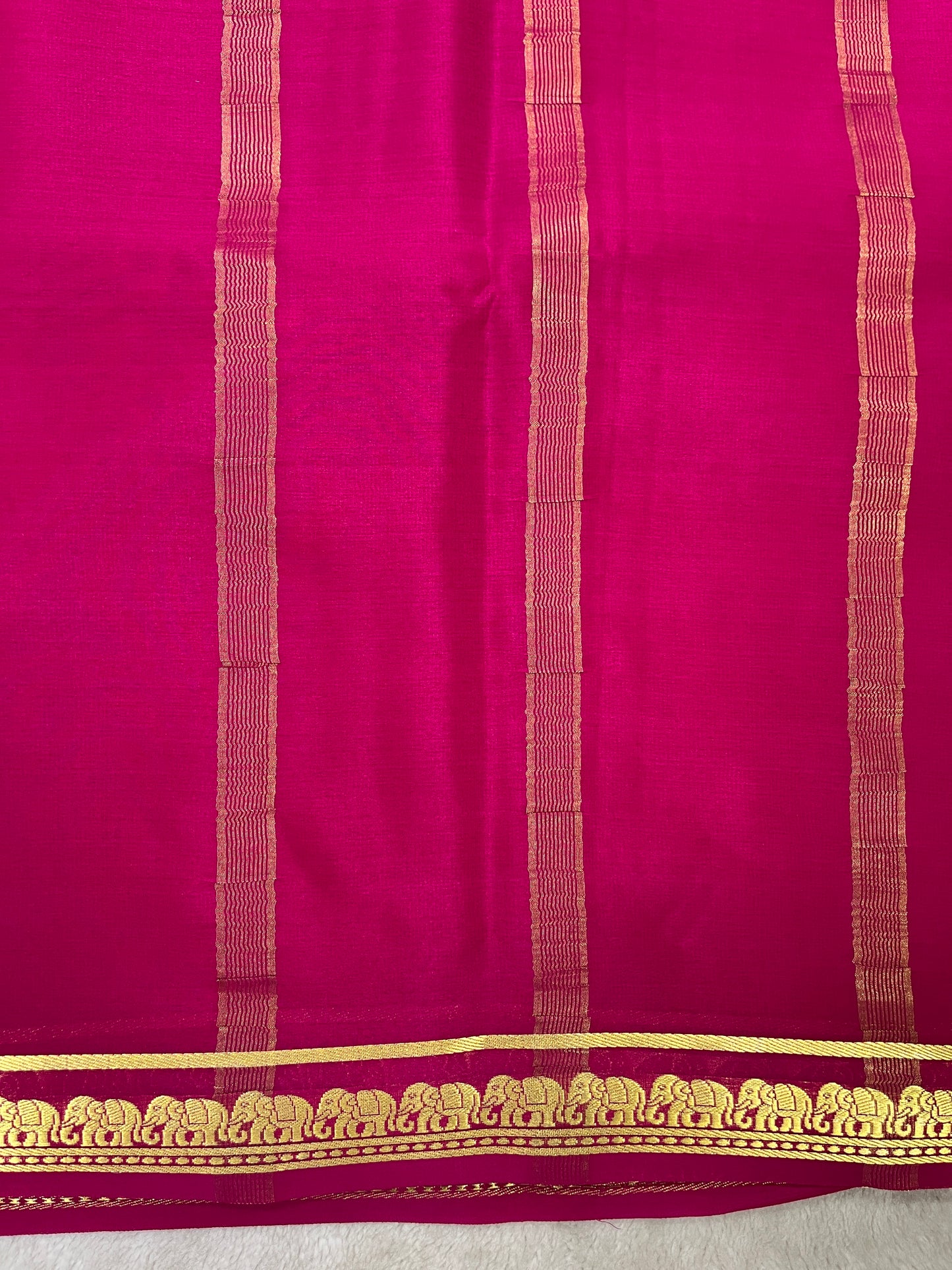 Pure Crepe Mysore Silk Saree in Elephant border - 1146006