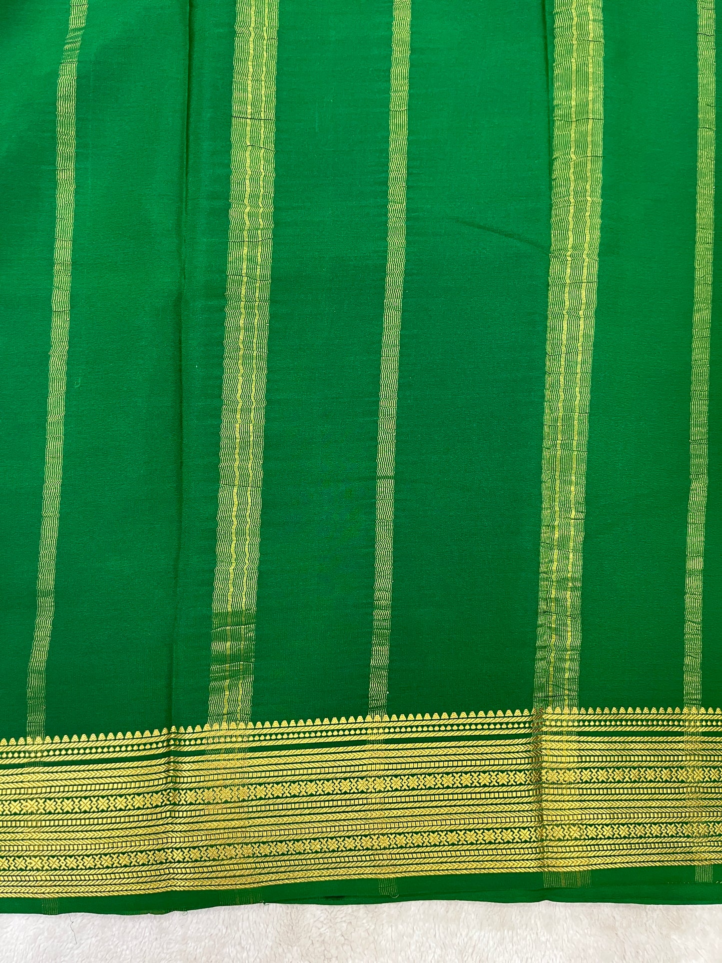 Pure Crepe Mysore Silk Saree in pink and green contrast  - 1146004
