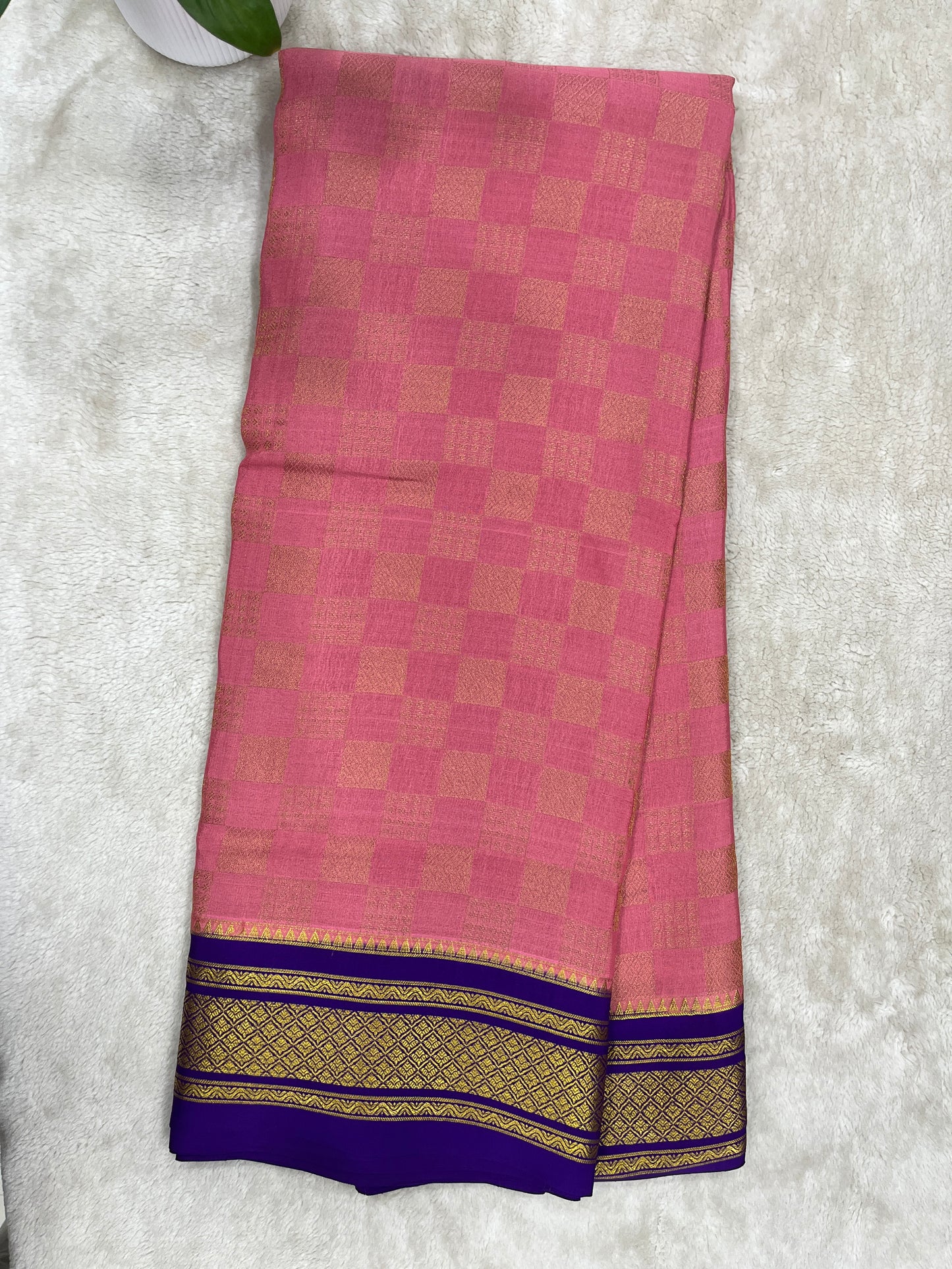 Pure Crepe Mysore Silk Saree in box brocade - 1145316