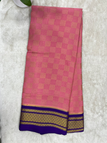 Pure Crepe Mysore Silk Saree in box brocade - 1145316