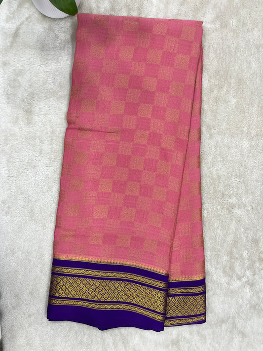 Pure Crepe Mysore Silk Saree in box brocade - 1145316