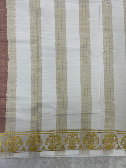 Pure Crepe Mysore Silk Saree in Gandaberunda pattern - 1146003