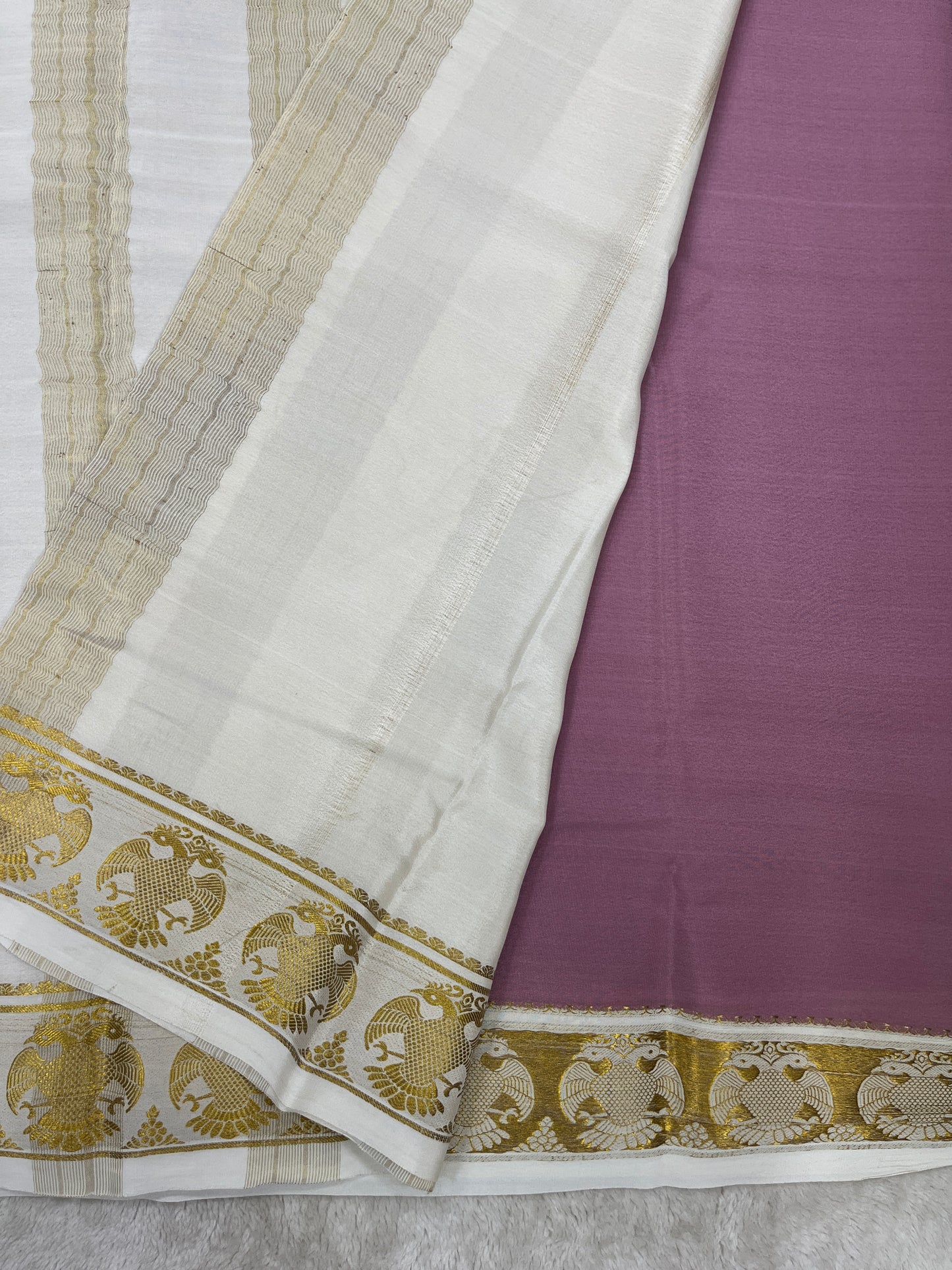 Pure Crepe Mysore Silk Saree in Gandaberunda pattern - 1146003