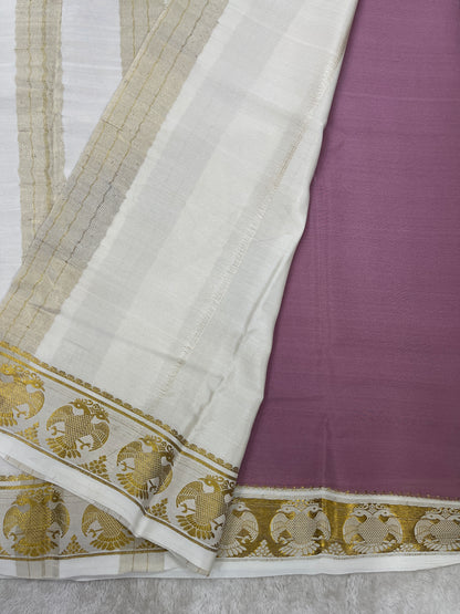 Pure Crepe Mysore Silk Saree in Gandaberunda pattern - 1146003
