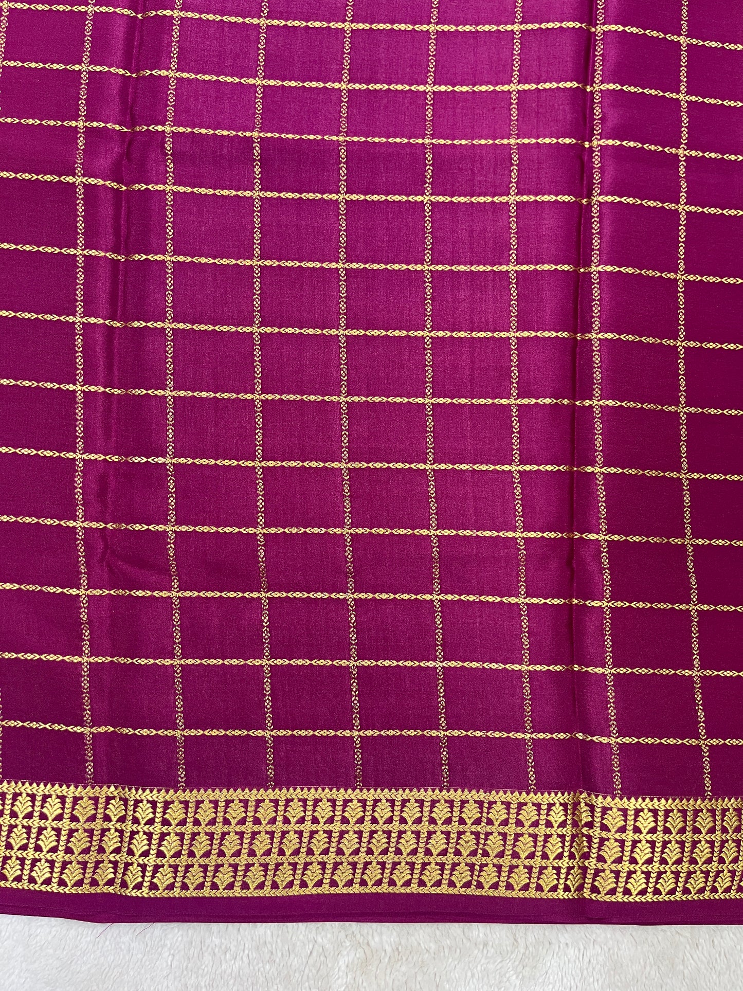 Pure Crepe Mysore Silk pallu checks all checks 1145317