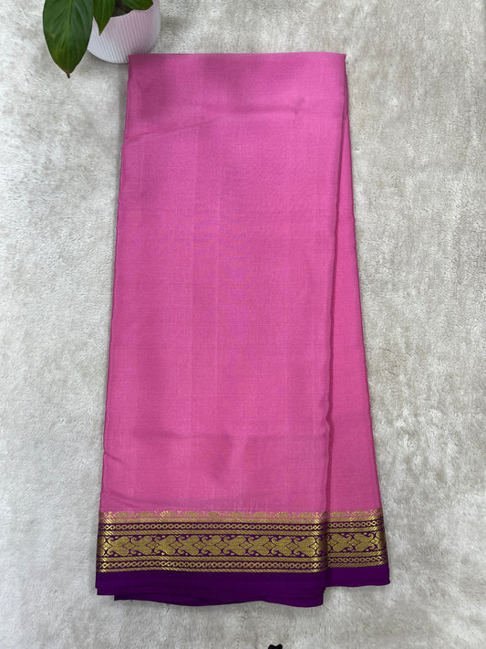 Pure Crepe Mysore Silk Saree in Patti border - 1146001