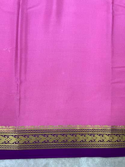 Pure Crepe Mysore Silk Saree in Patti border - 1146001