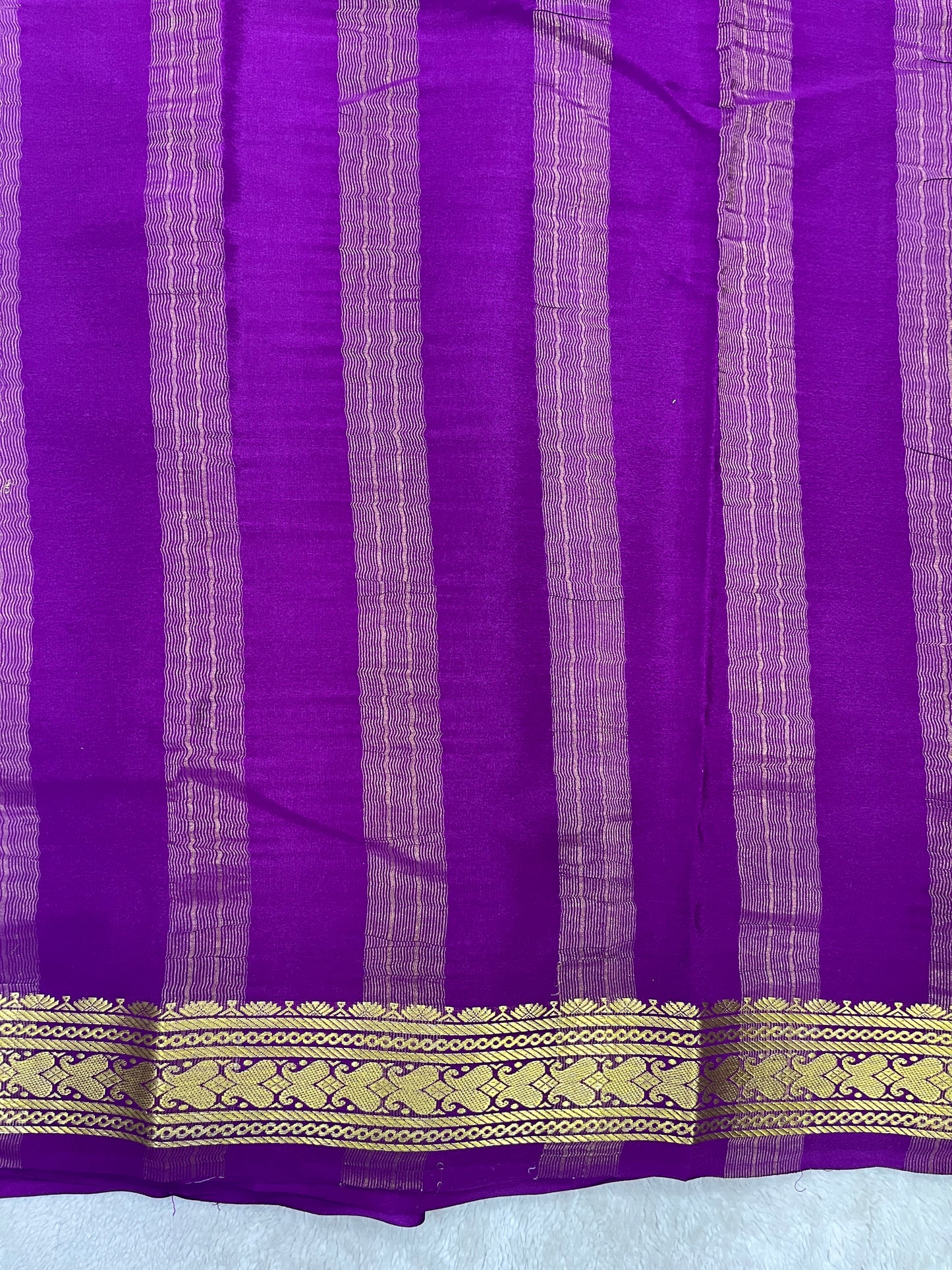 Pure Crepe Mysore Silk Saree in Patti border - 1146001