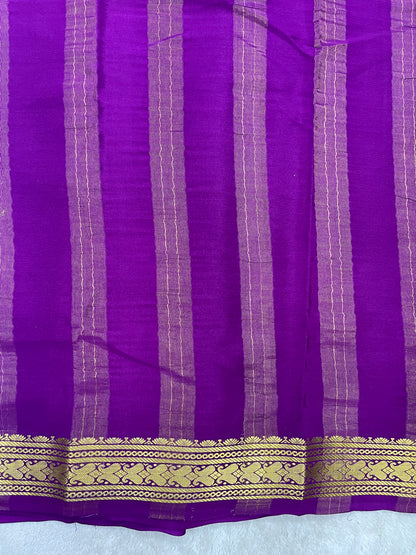 Pure Crepe Mysore Silk Saree in Patti border - 1146001