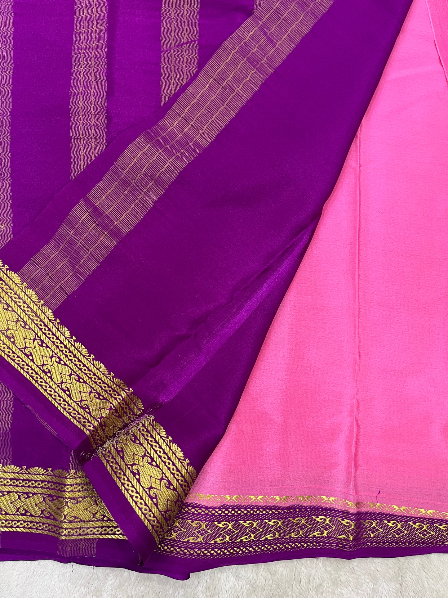 Pure Crepe Mysore Silk Saree in Patti border - 1146001