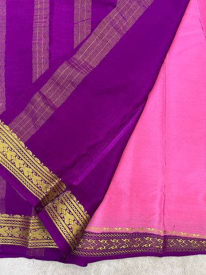 Pure Crepe Mysore Silk Saree in Patti border - 1146001
